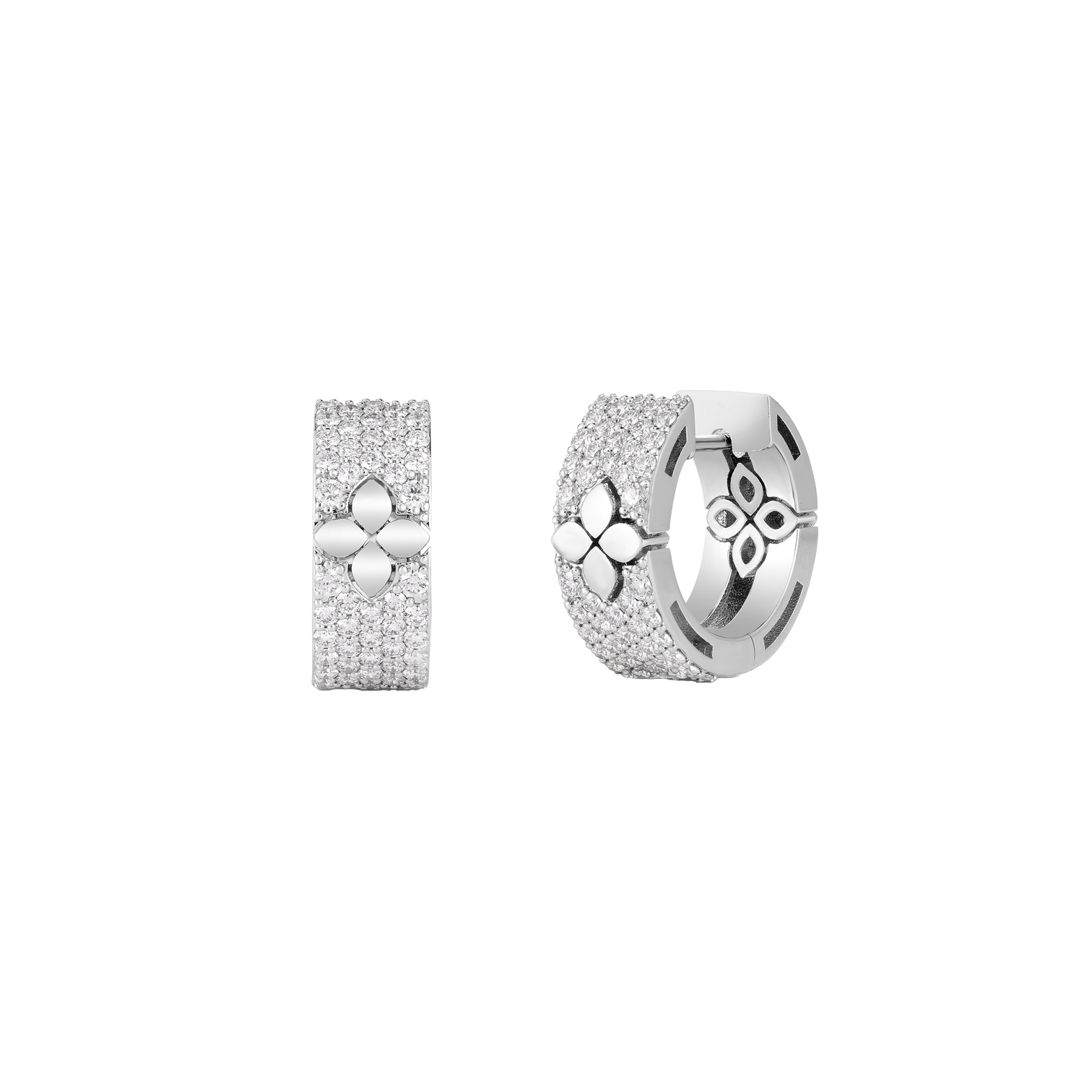 Roberto Coin Love in Verona White Gold Huggie Hoop Diamond Earrings